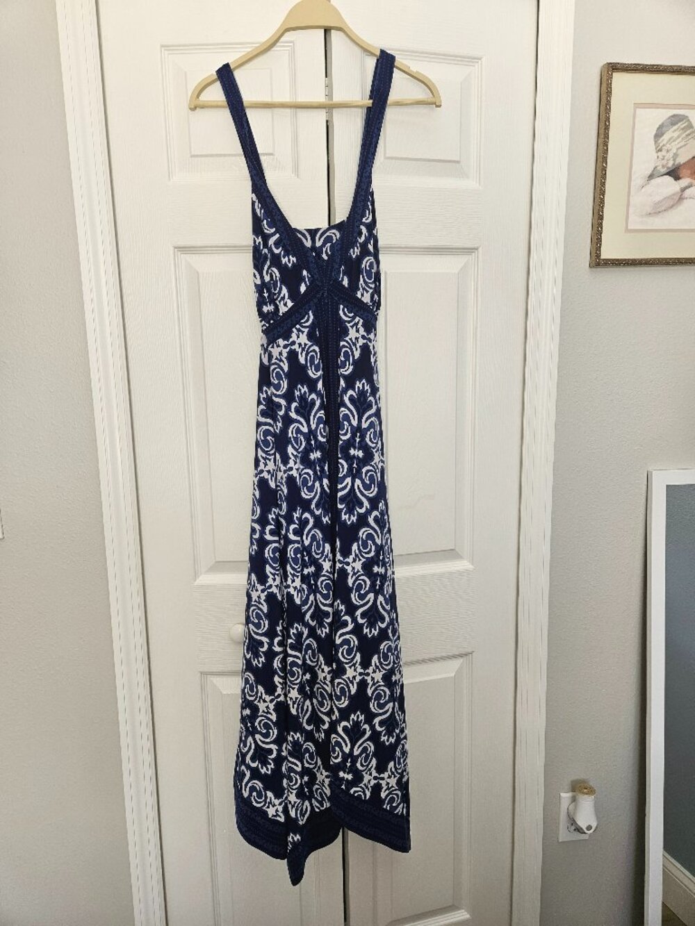 Blue and White Bohemian Halter Dress